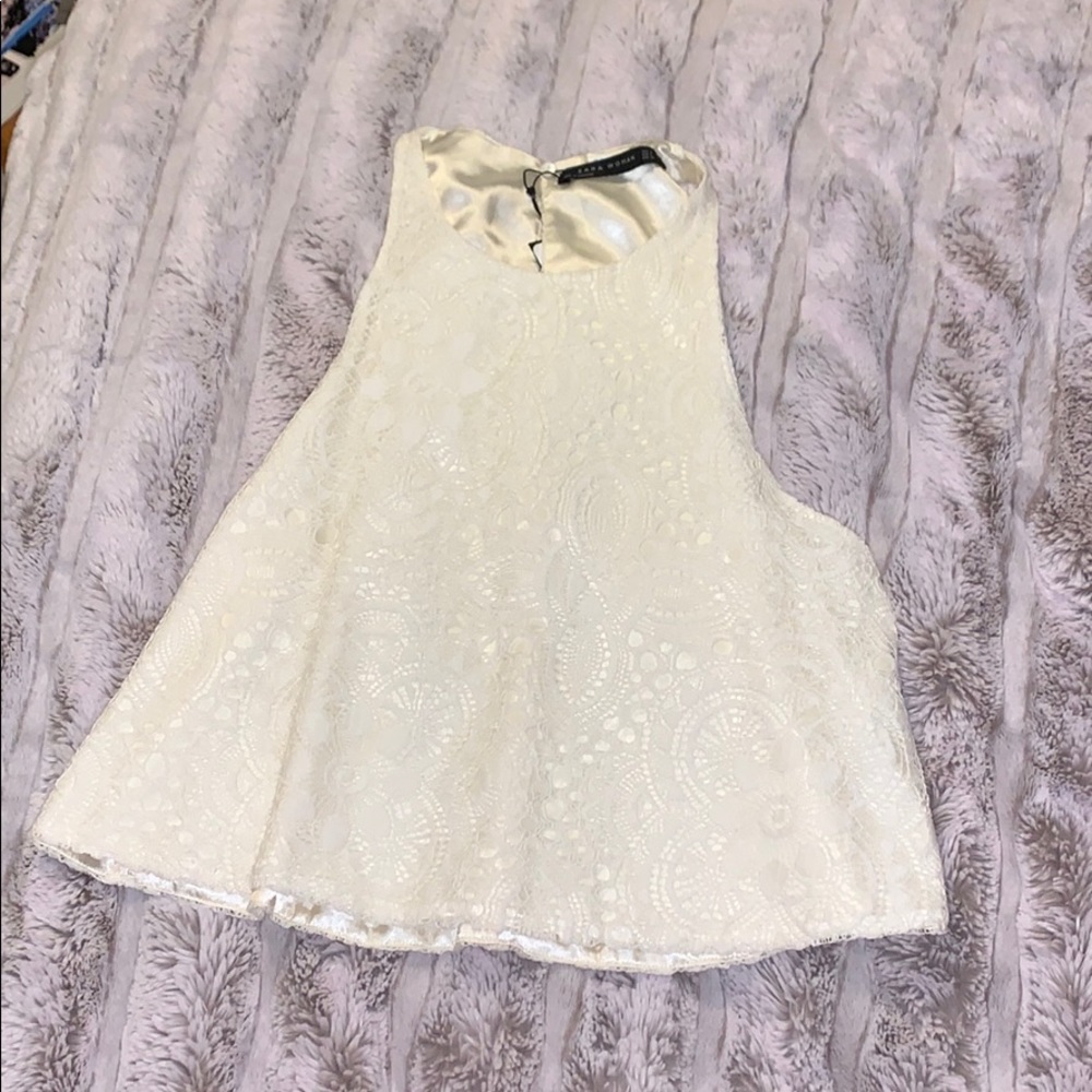 Zara cream lace tank top